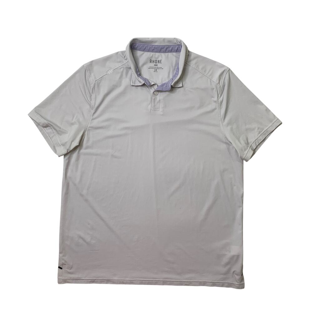 Rhone Shirt Men L Large Light Gray Delta Pique Polo Lightweight Mesh Active Polo